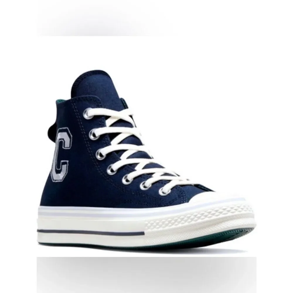 Converse Women's Chuck 70 High top 'Letterman - Obsidian' sneakers in Navy - Picture 2 of 16